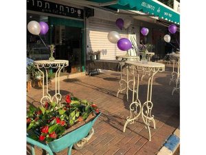 שולחן בר מפורזל בצבע שמנת פלטה קוטר 60 ס"מ - אינגו השכרה לאירועים