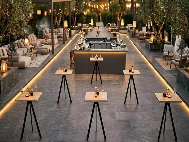 שולחנות בר באירוע בחוץ