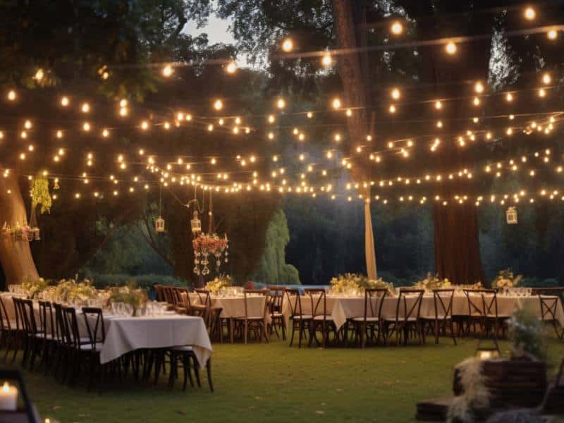 אירוע חתונה עם תאורה של גרנלדות